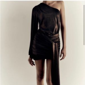 ZARA Bronze One Shoulder Cocktail Dress
